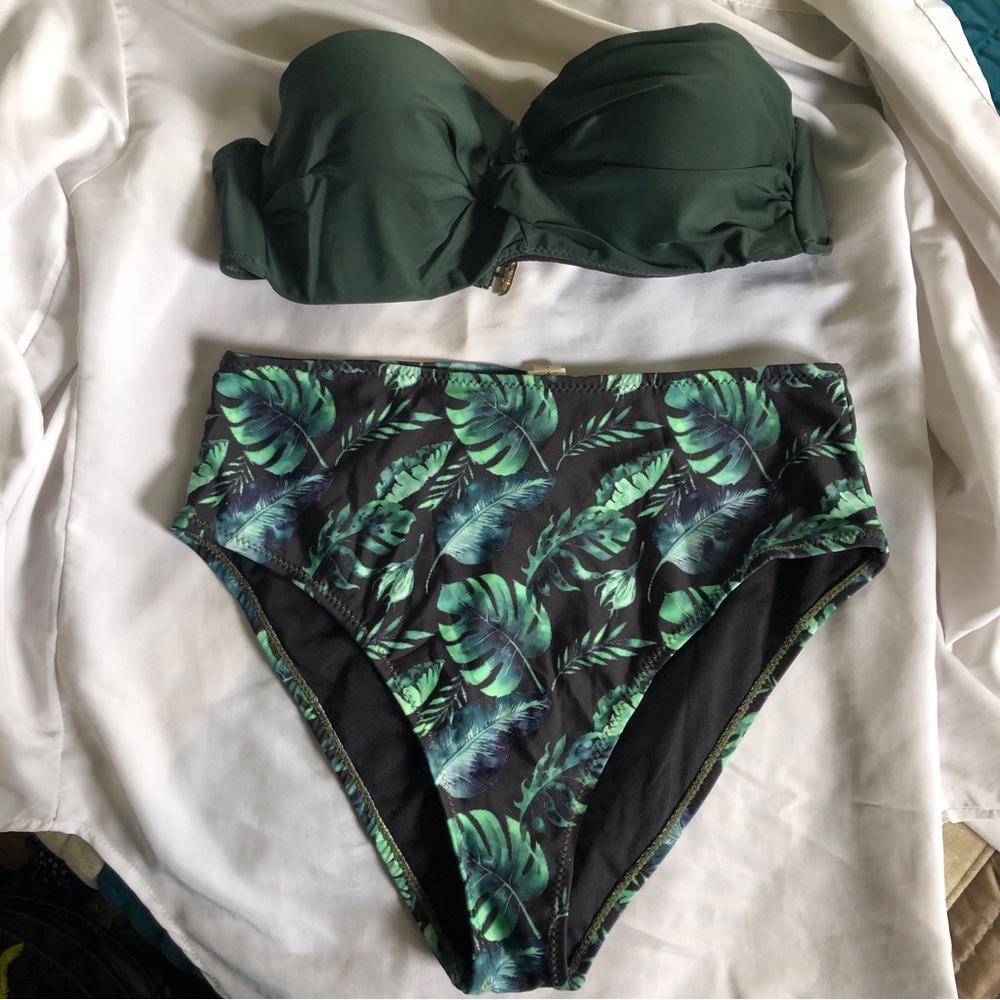 Women’s two-piece bathing suit, tropical